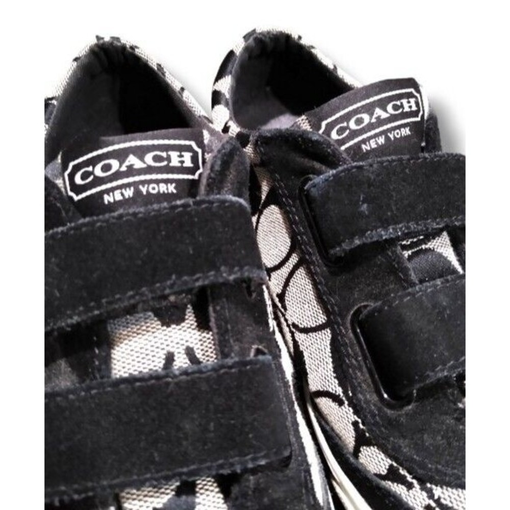 Coach New York Size 6.5 B Womens Priya Black Signature Print Strap Sneakers GUC - Picture 13 of 16